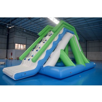 0.9mm PVC Tarpaulin Lake Inflatable Floating Water Slide For Sale