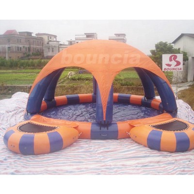 0.6mm PVC Tarpaulin Inflatable Water Pool With Roof Cover For Water Games