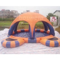 0.6mm PVC Tarpaulin Inflatable Water Pool With Roof Cover For Water Games