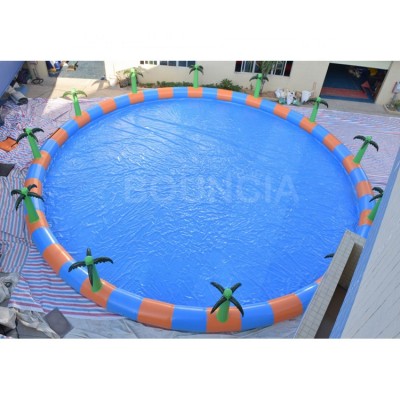 15m Diameter Round Inflatable Water Pool With Plam Tree For Sale