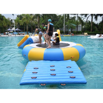 4m Diameter Inflatable Floating Aqua Trampoline With Slide For Pool